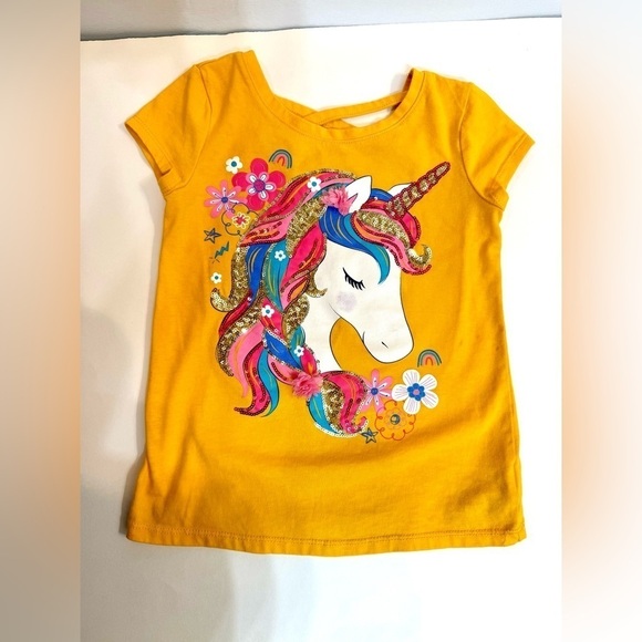 Girls Cynthia Rowley Gold Unicorn T-Shirt Short-Sleeve  Size 5-6 - Picture 2 of 5